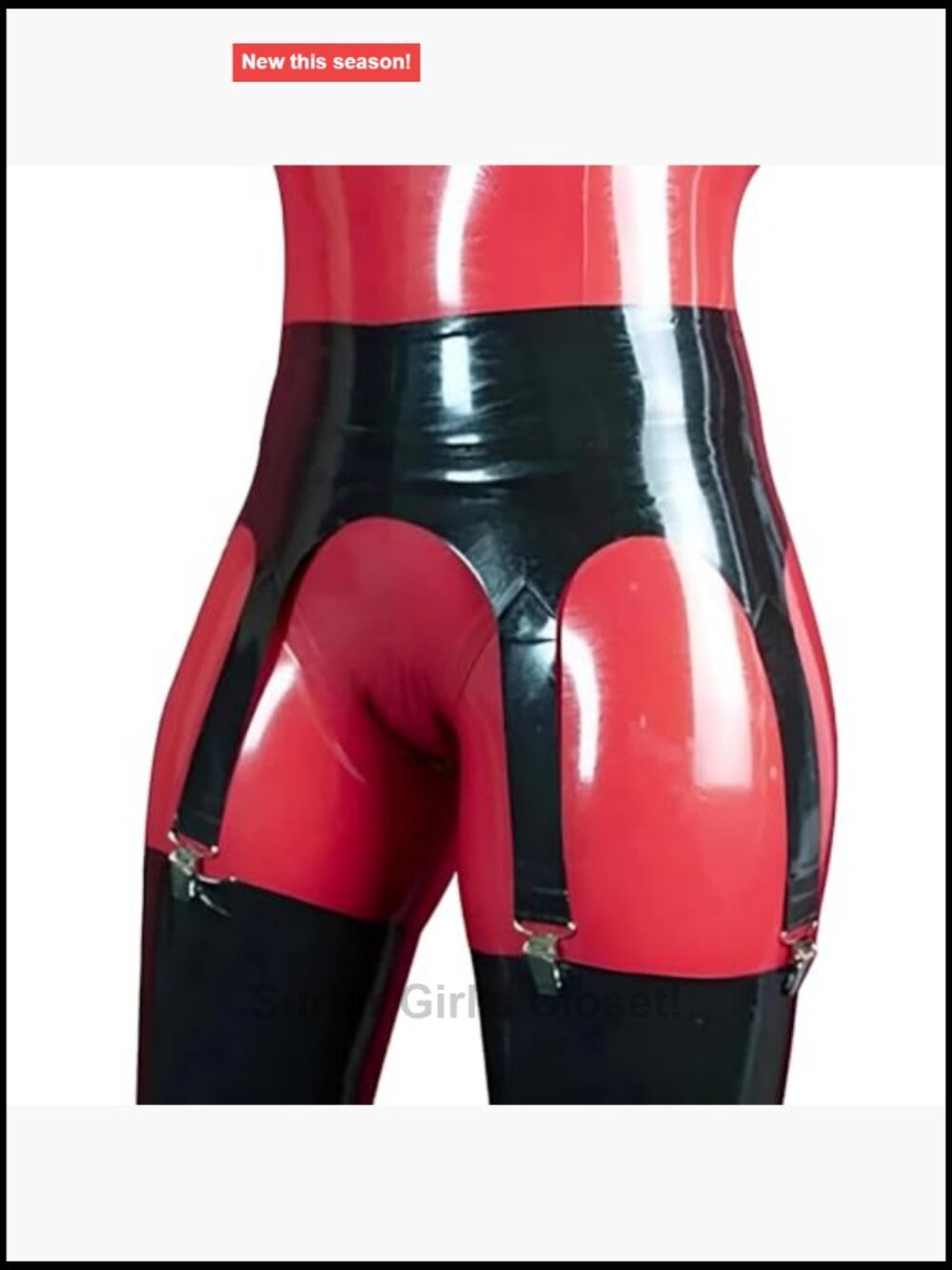 Latex Garter Belt with 6 Straps, High Waist, Handmade, Clubwear - Picture 2 of 6